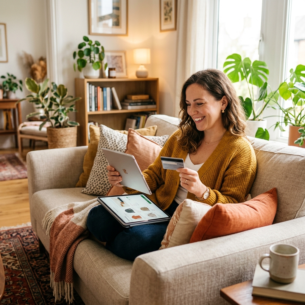 Woman ordering AurexTV subscription online